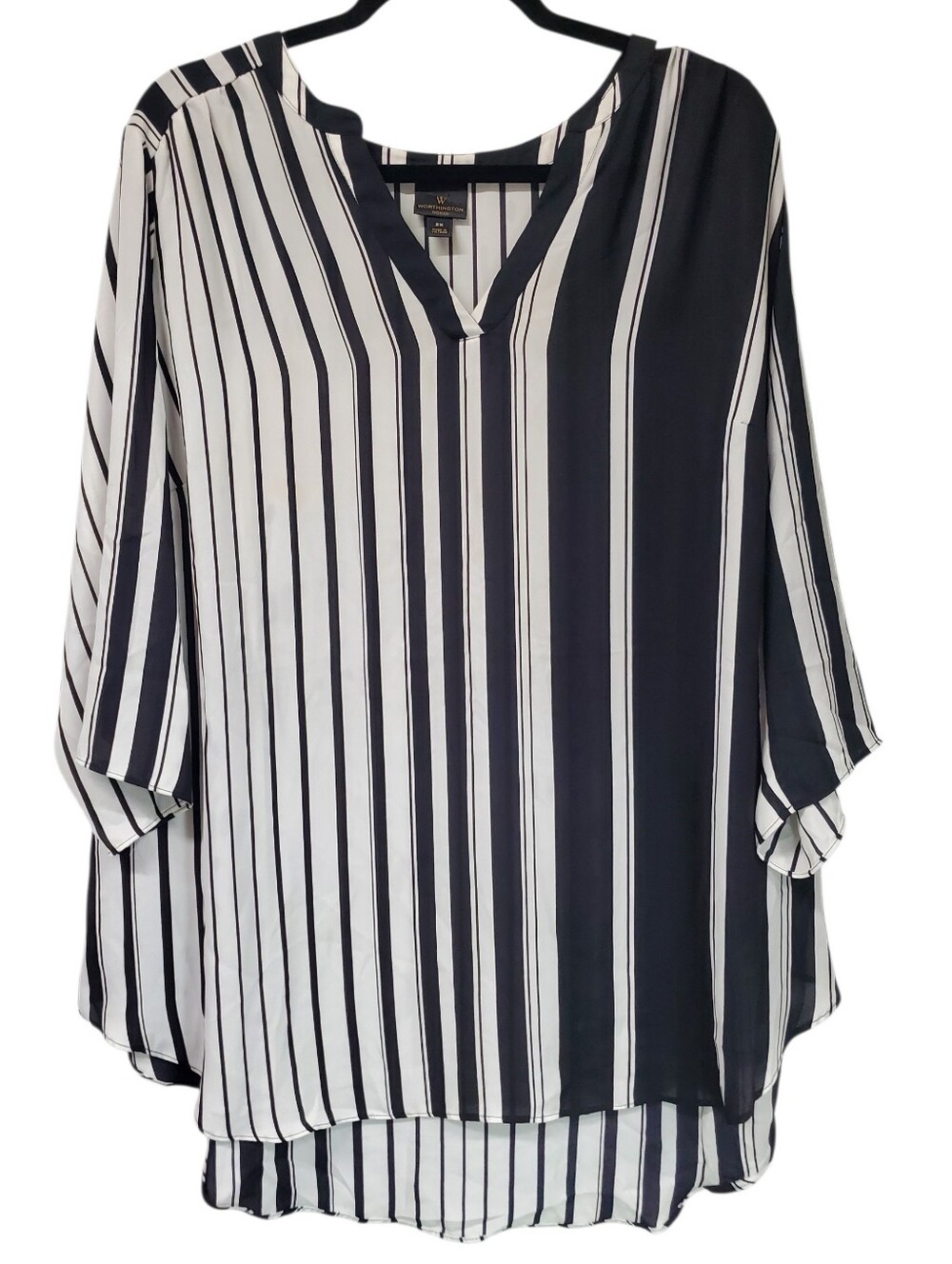Worthington Classy Stripe Black White Blouse Devil Wears P Style Office Siren